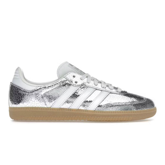 Adidas Samba Silver Metallic Cracked Leather